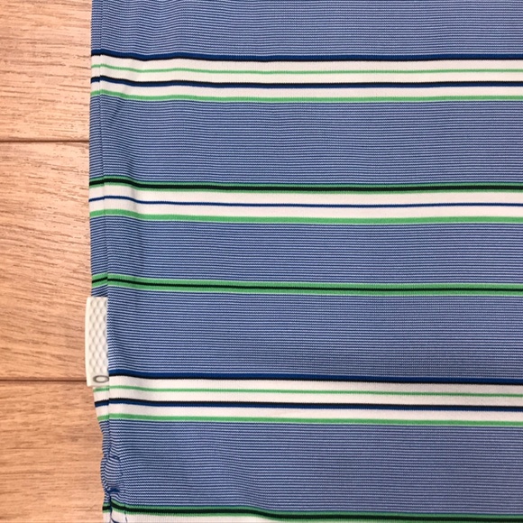Oakley Large Regular Fit Blue White Stripe Short Sleeve Performance Golf Polo - Picture 5 of 8